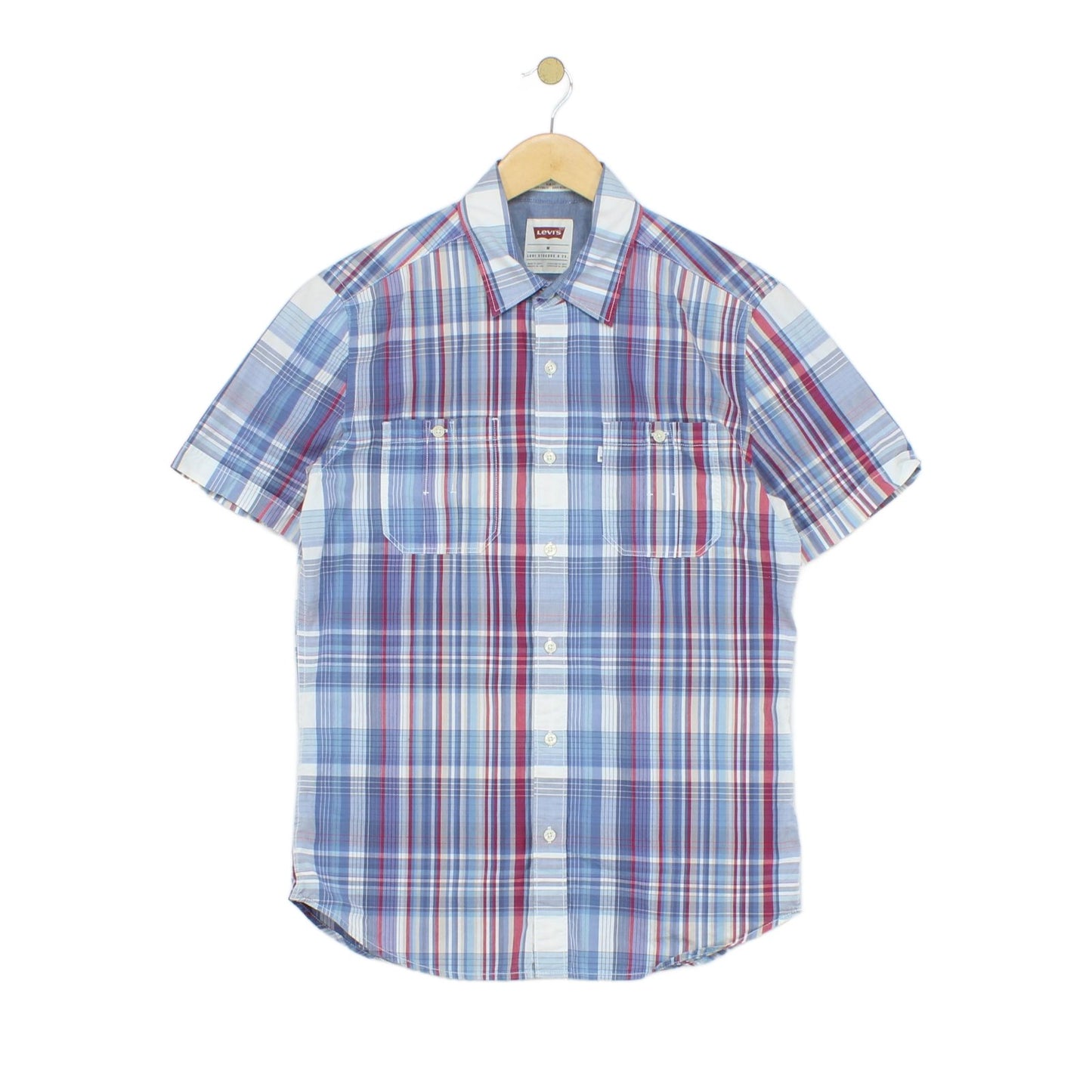 Mens Plaid Shirt Slim Fit Short Sleeve Summer