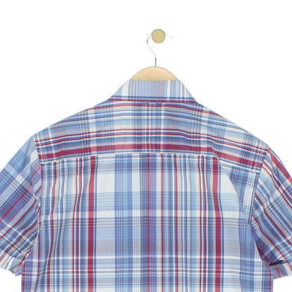 Mens Plaid Shirt Slim Fit Short Sleeve Summer