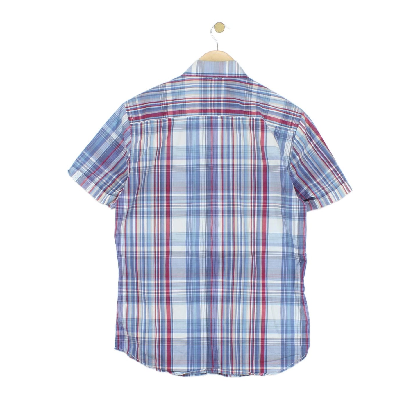 Mens Plaid Shirt Slim Fit Short Sleeve Summer