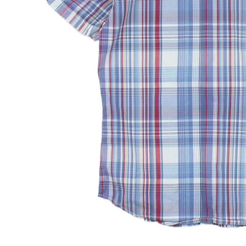 Mens Plaid Shirt Slim Fit Short Sleeve Summer
