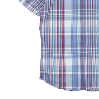 Mens Plaid Shirt Slim Fit Short Sleeve Summer