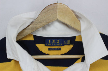Mens Striped Rugby Shirt Slim Fit Long Sleeve