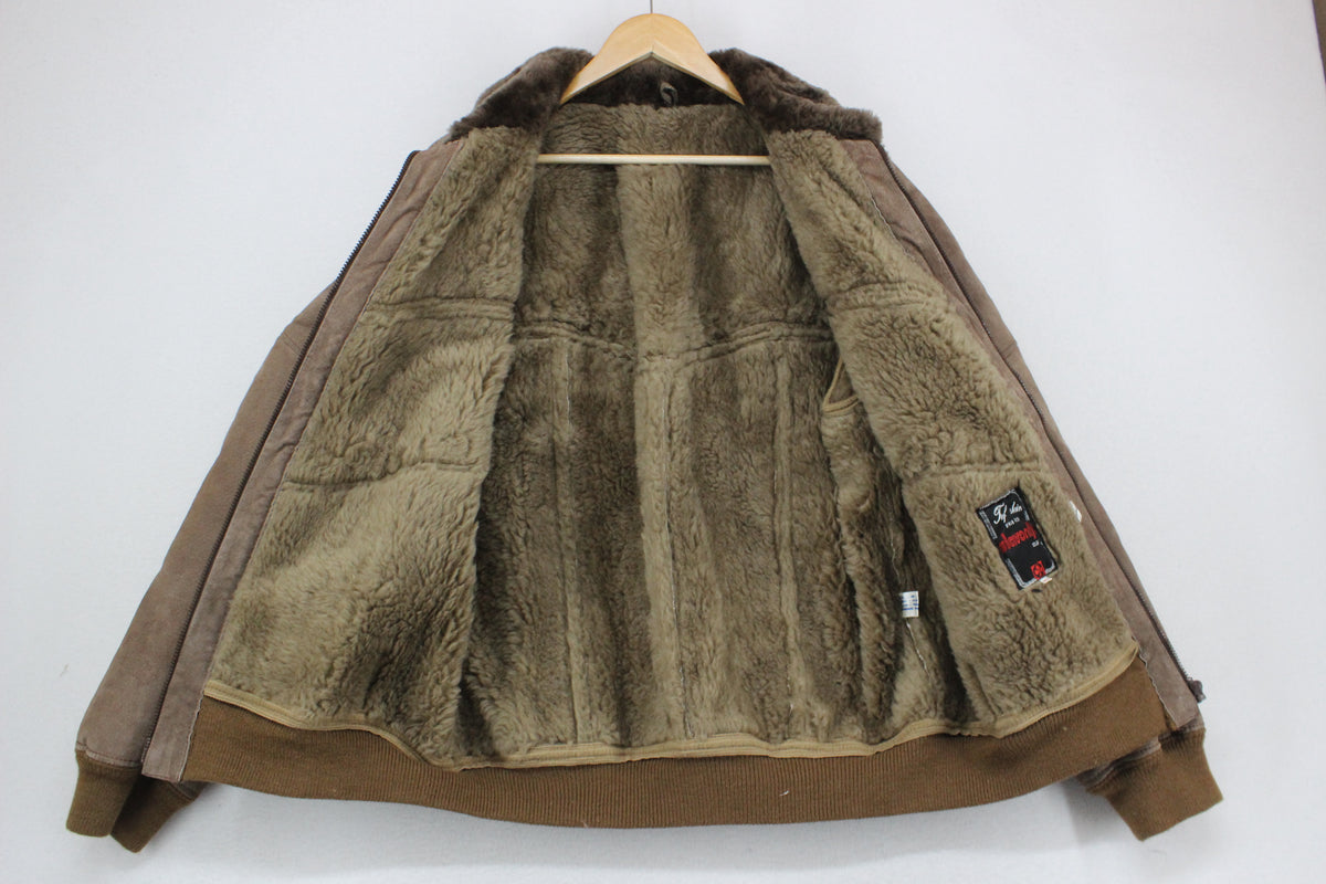 Mens Leather Jacket Shearling Lined Yugoslavia