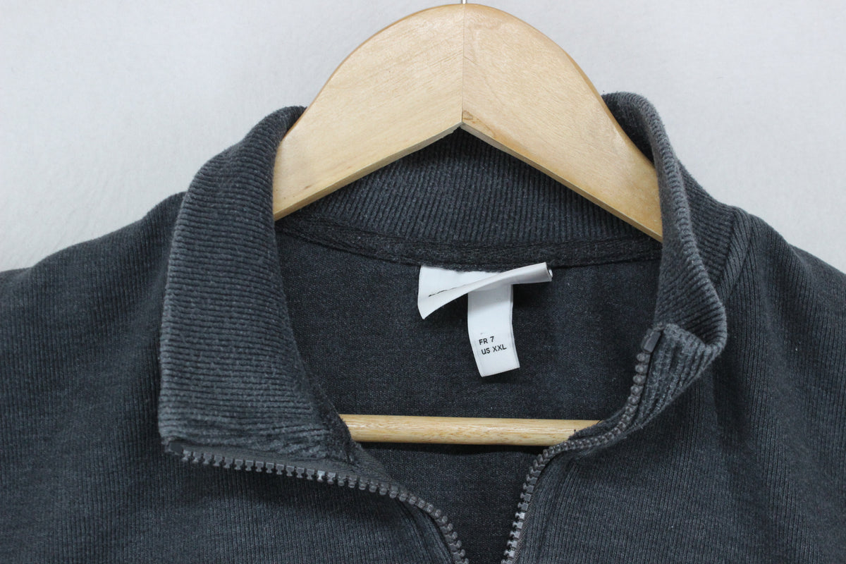 Mens 1/4 Zip Sweatshirt Ribbed Knit Logo