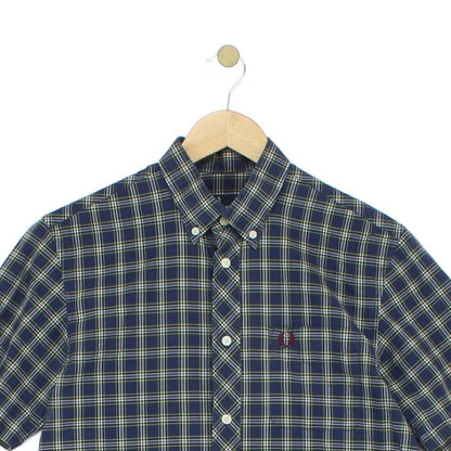 Mens Check Shirt Button Up Short Sleeve