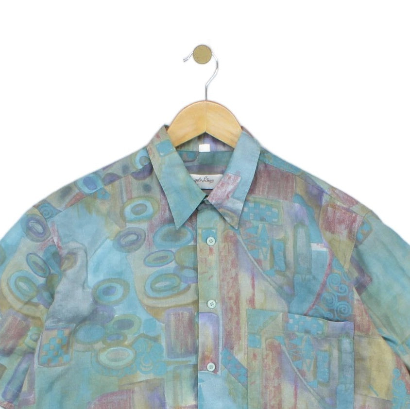 Mens Geometric Shirt  Short Sleeve