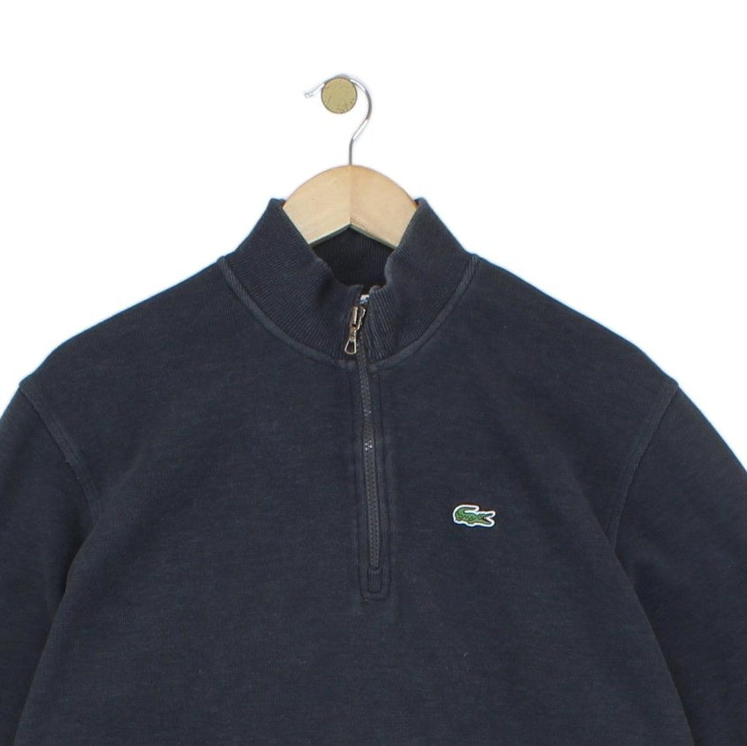 Mens 1/4 Zip Sweatshirt Ribbed Knit Logo