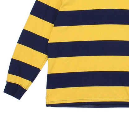 Mens Striped Rugby Shirt Slim Fit Long Sleeve