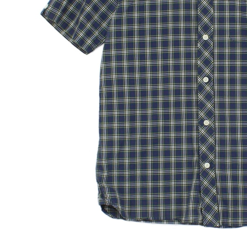 Mens Check Shirt Button Up Short Sleeve