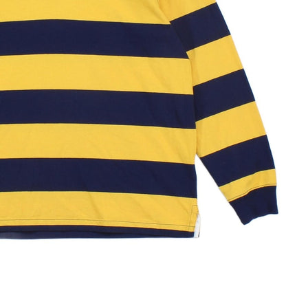 Mens Striped Rugby Shirt Slim Fit Long Sleeve