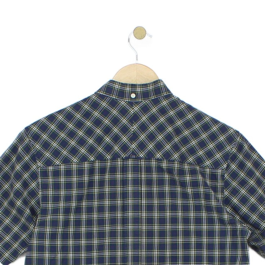 Mens Check Shirt Button Up Short Sleeve