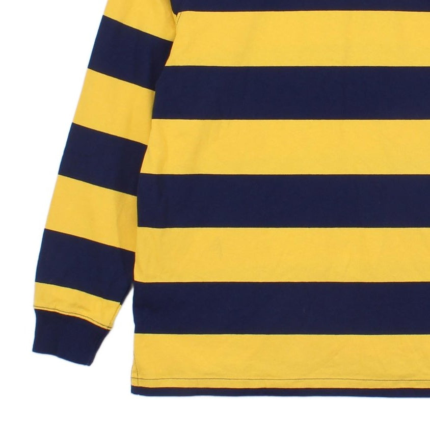 Mens Striped Rugby Shirt Slim Fit Long Sleeve