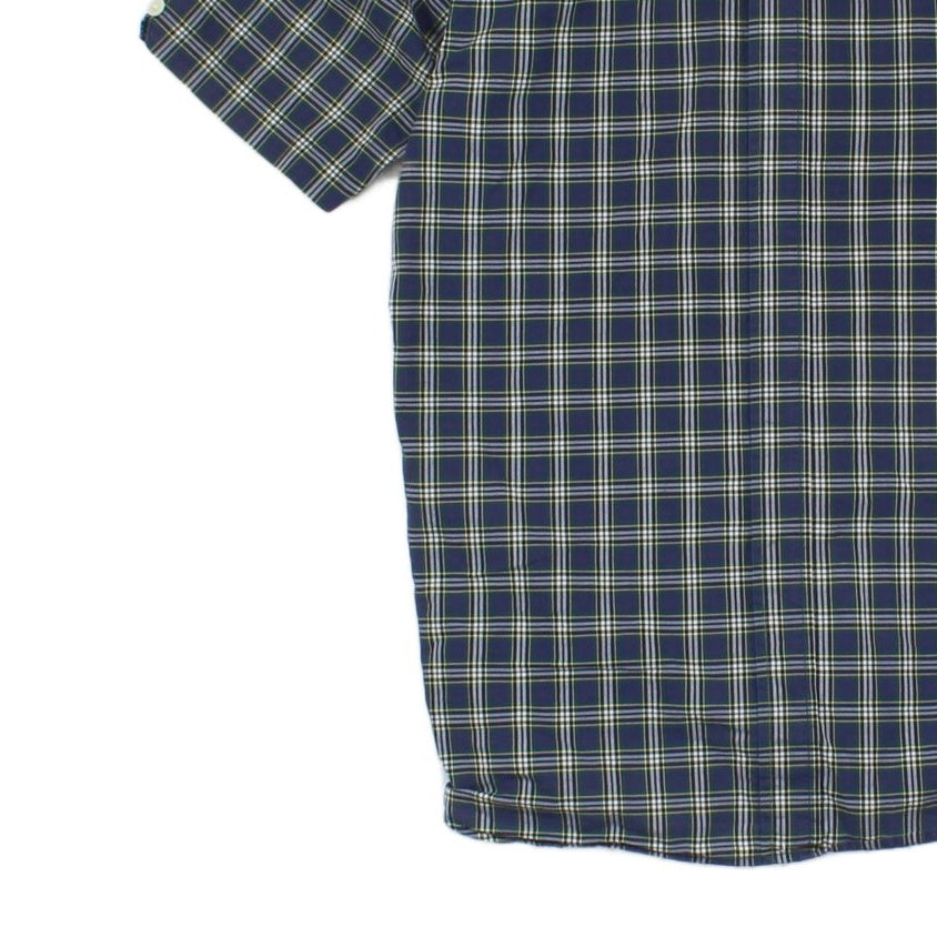 Mens Check Shirt Button Up Short Sleeve
