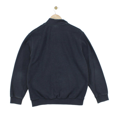 Mens 1/4 Zip Sweatshirt Ribbed Knit Logo