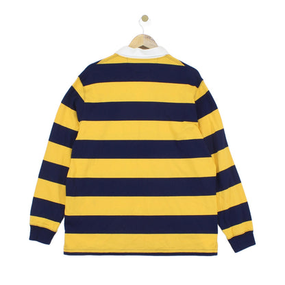 Mens Striped Rugby Shirt Slim Fit Long Sleeve