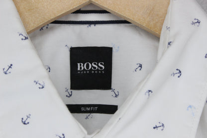 Mens Shirt Slim Fit Anchors Long Sleeve Pattern