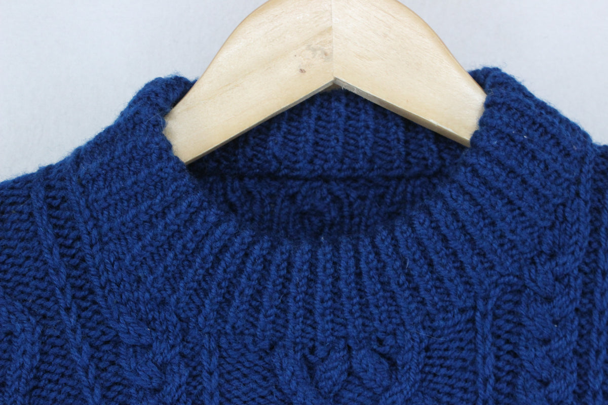 Womens Cable Knit Jumper Crew Neck Wool