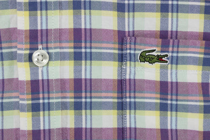 Mens Plaid Shirt Short Sleeve Casual Button Up