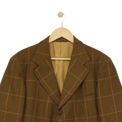 Mens Wool Blazer Check Tailored Formal