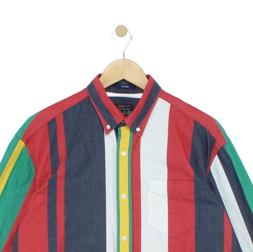 Mens Striped Shirt Long Sleeve Button Up Relaxed