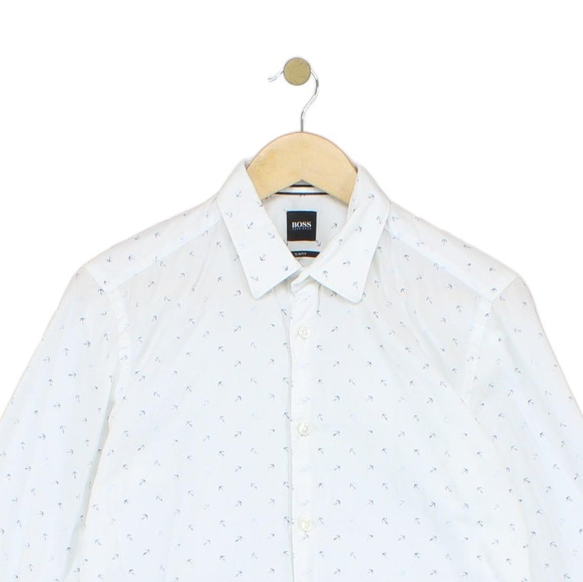 Mens Shirt Slim Fit Anchors Long Sleeve Pattern