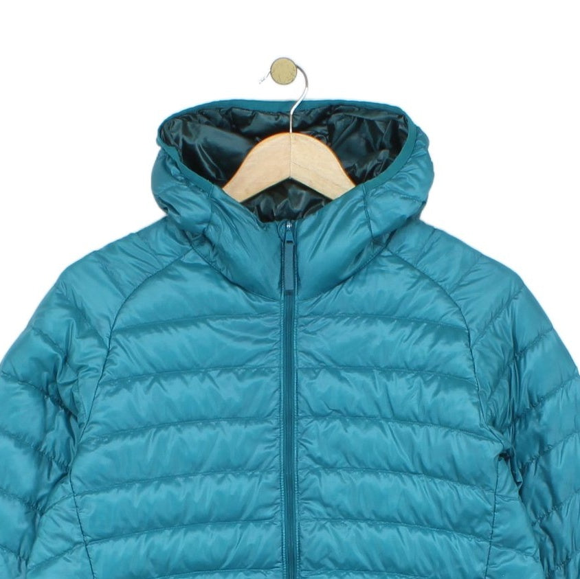 Mens Down Quilted Jacket Hooded Lightweight Insulated