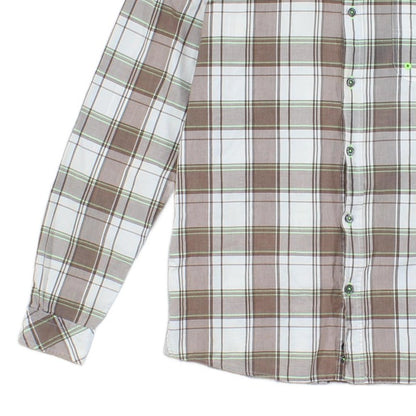 Mens Check Shirt Button Up Long Sleeve
