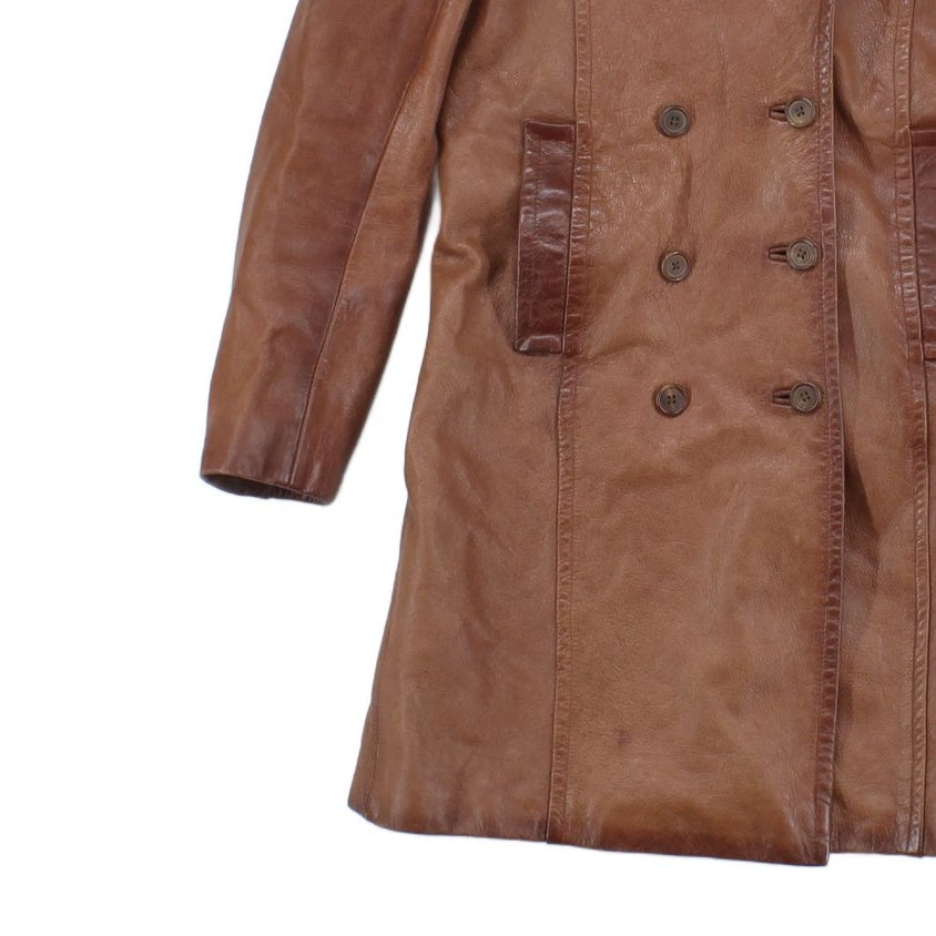 Womens Leather Overcoat Uk Made Double Breasted