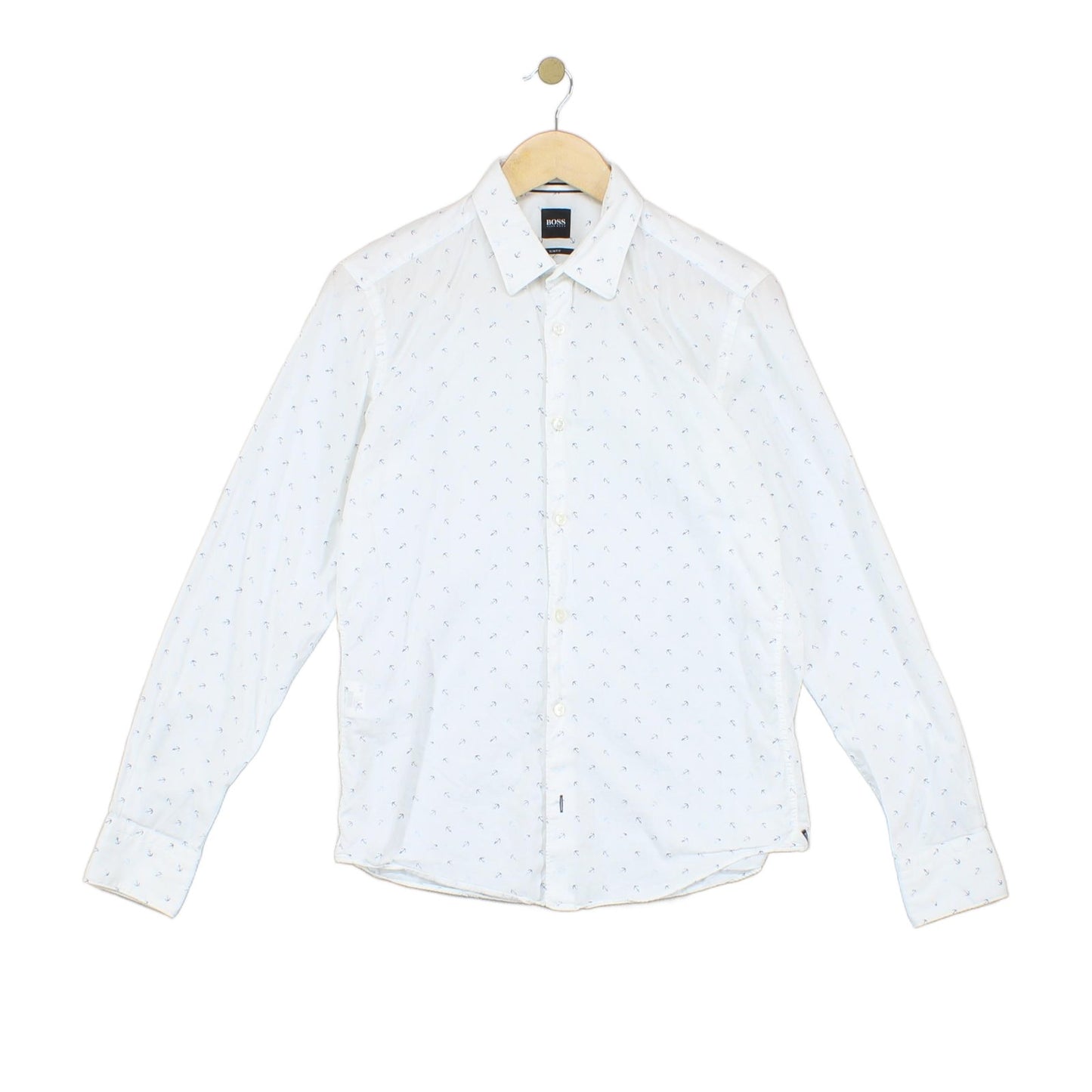 Mens Shirt Slim Fit Anchors Long Sleeve Pattern