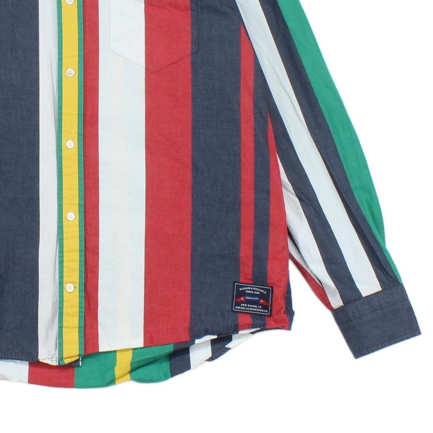 Mens Striped Shirt Long Sleeve Button Up Relaxed