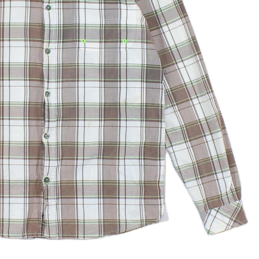 Mens Check Shirt Button Up Long Sleeve