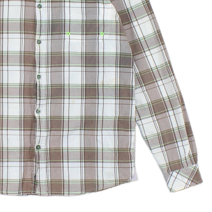 Mens Check Shirt Button Up Long Sleeve