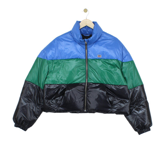 Womens Puffer Jacket Full Zip Colour Block