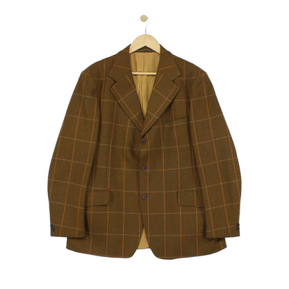 Mens Wool Blazer Check Tailored Formal