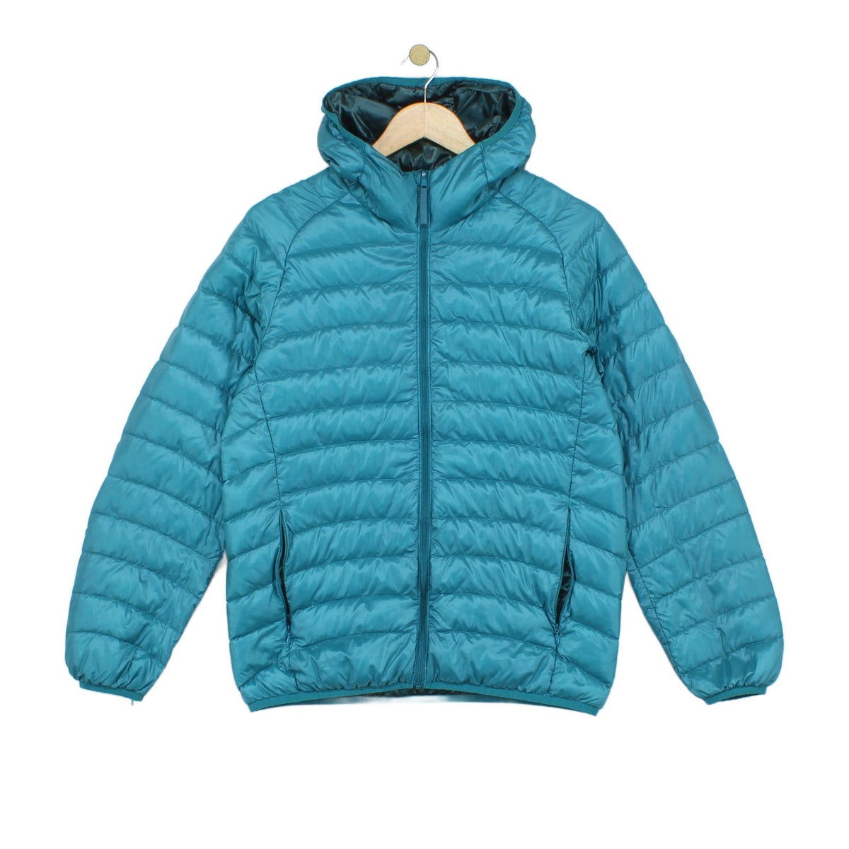Mens Down Quilted Jacket Hooded Lightweight Insulated
