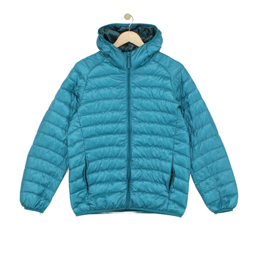 Mens Down Quilted Jacket Hooded Lightweight Insulated