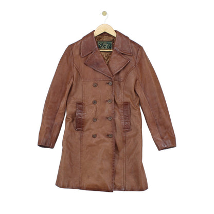 Womens Leather Overcoat Uk Made Double Breasted