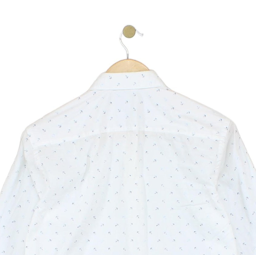 Mens Shirt Slim Fit Anchors Long Sleeve Pattern