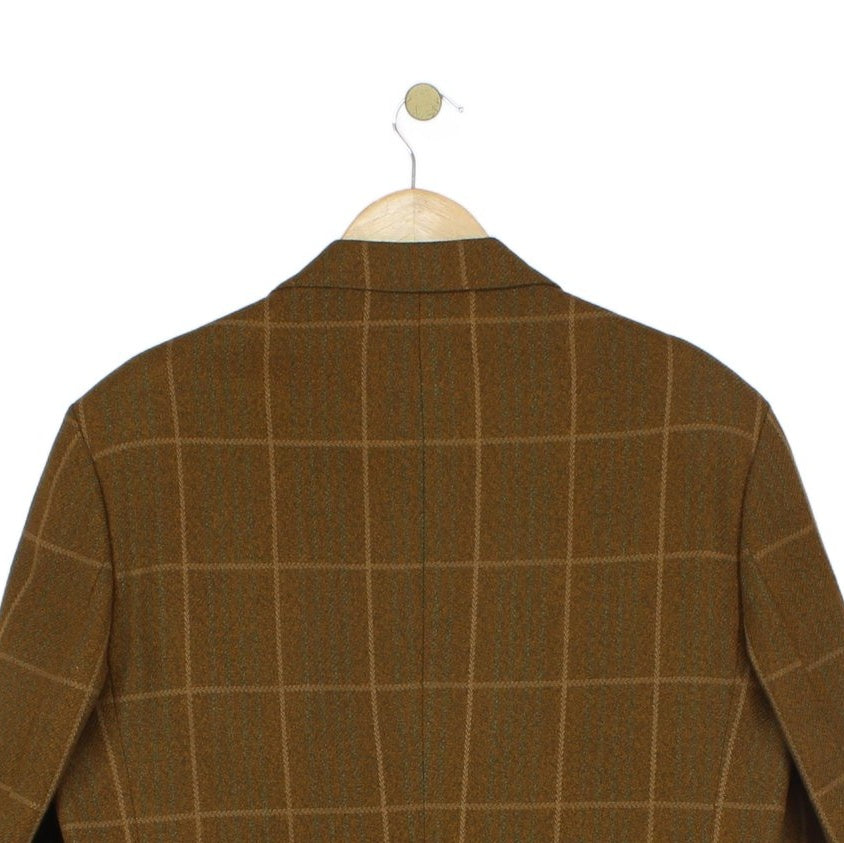 Mens Wool Blazer Check Tailored Formal