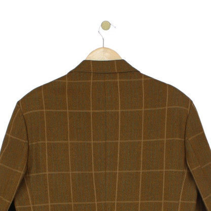 Mens Wool Blazer Check Tailored Formal