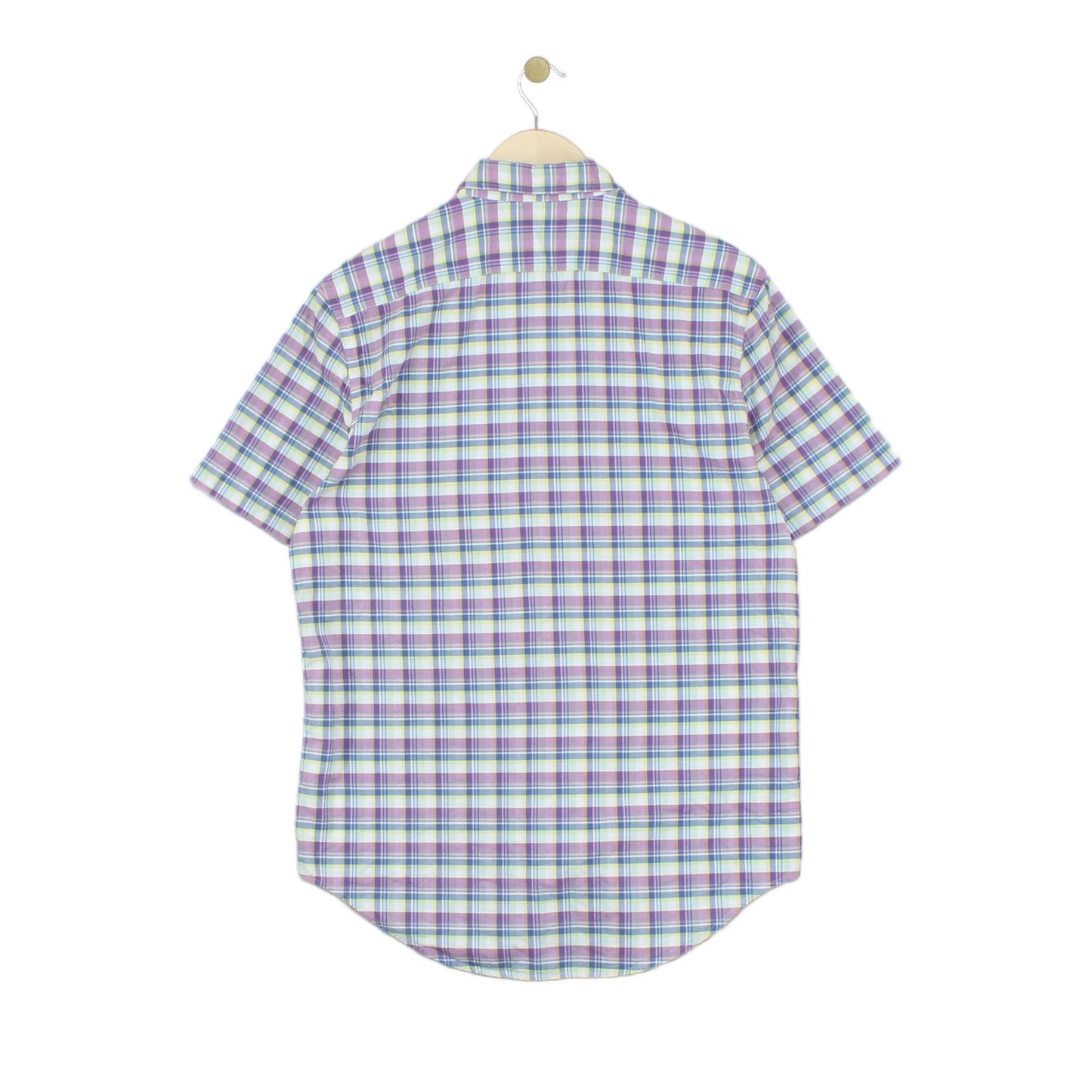 Mens Plaid Shirt Short Sleeve Casual Button Up