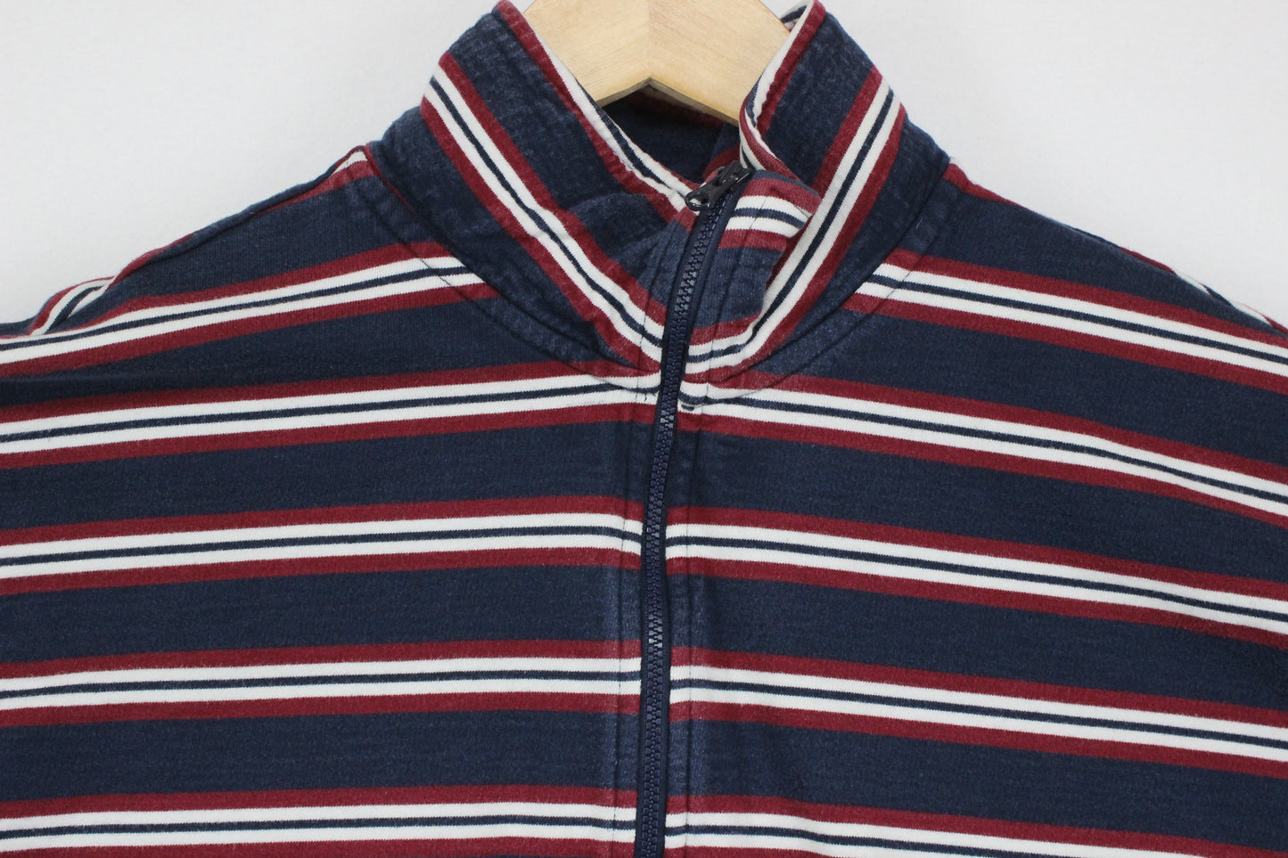 Mens 1/4 Zip Striped Sweatshirt Collared