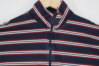 Mens 1/4 Zip Striped Sweatshirt Collared