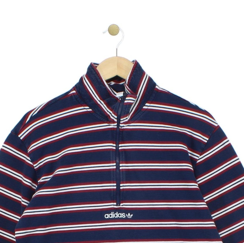 Mens 1/4 Zip Striped Sweatshirt Collared