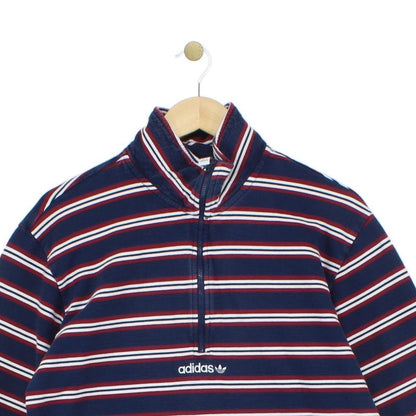 Mens 1/4 Zip Striped Sweatshirt Collared