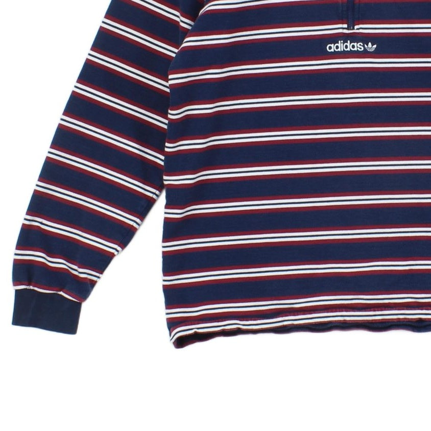 Mens 1/4 Zip Striped Sweatshirt Collared