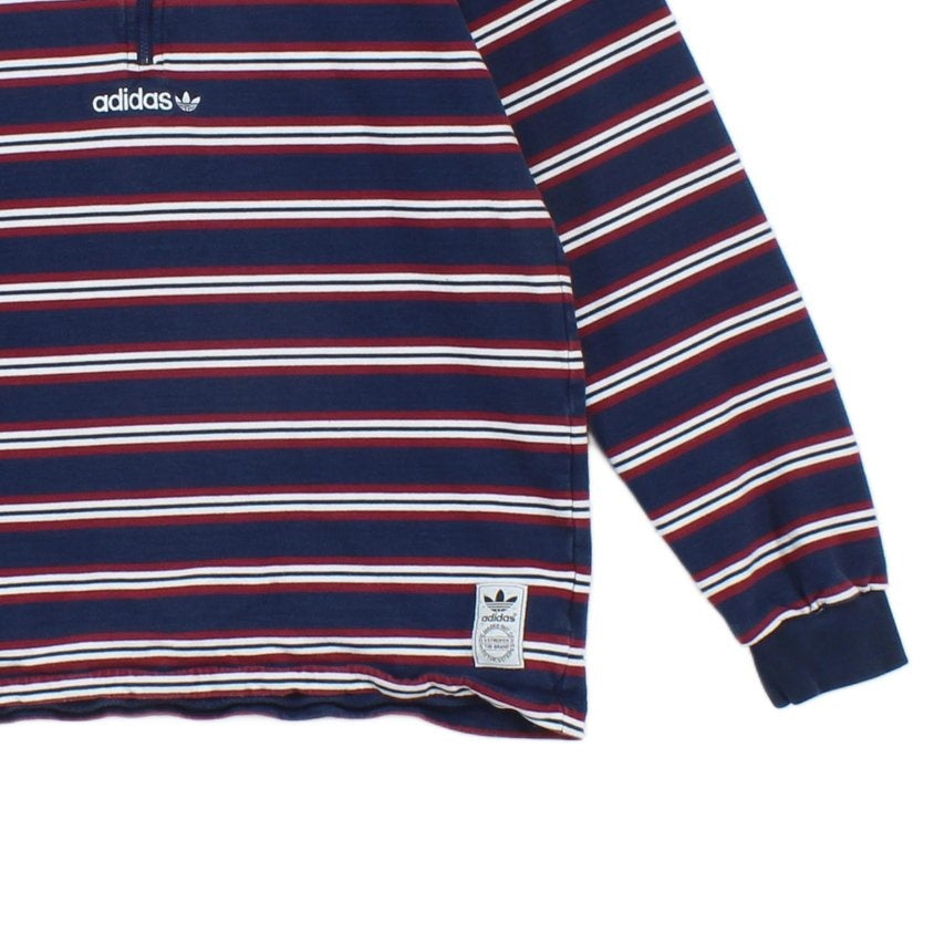 Mens 1/4 Zip Striped Sweatshirt Collared