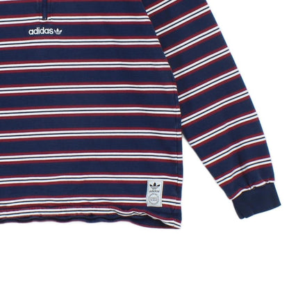 Mens 1/4 Zip Striped Sweatshirt Collared