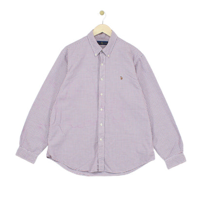 Mens Check Shirt Long Sleeve Button Up