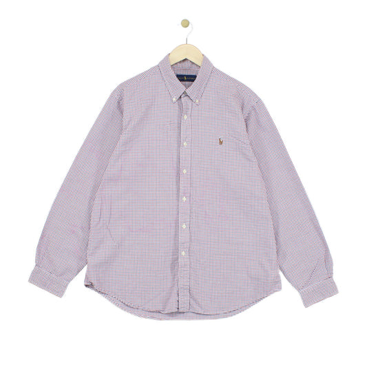 Mens Check Shirt Long Sleeve Button Up